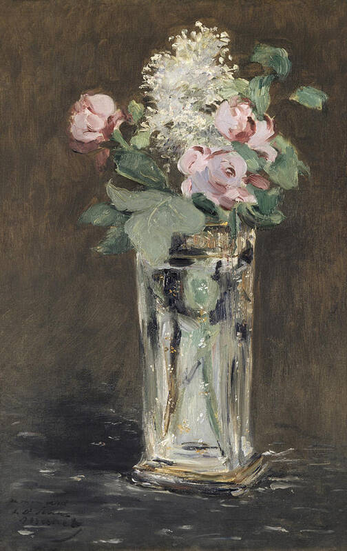 Flowers In A Crystal Vase Art Print featuring the painting Flowers in a Crystal Vase #11 by Edouard Manet