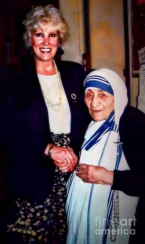 Mother Teresa Art Print featuring the digital art A Vist With Mother Teresa by Kathy Tarochione
