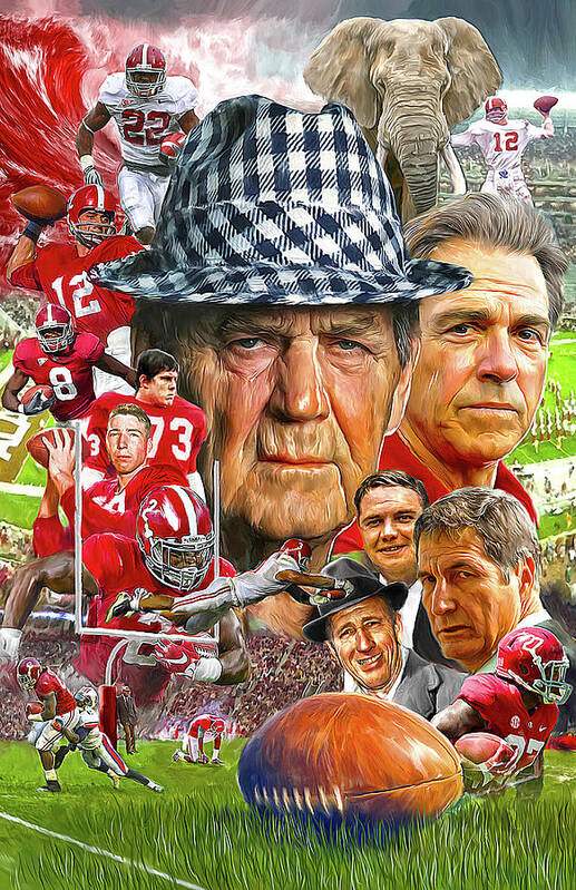 Alabama Football Art Print featuring the painting Alabama Crimson Tide by Mark Spears
