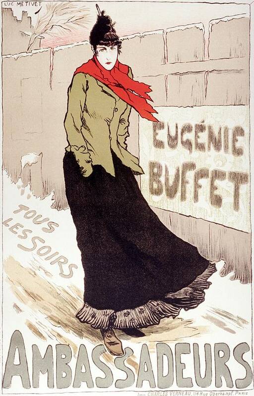 Vintage Art Print featuring the mixed media Ambassadeurs - Eugenie Buffet - Vintage French Advertising Poster by Studio Grafiikka