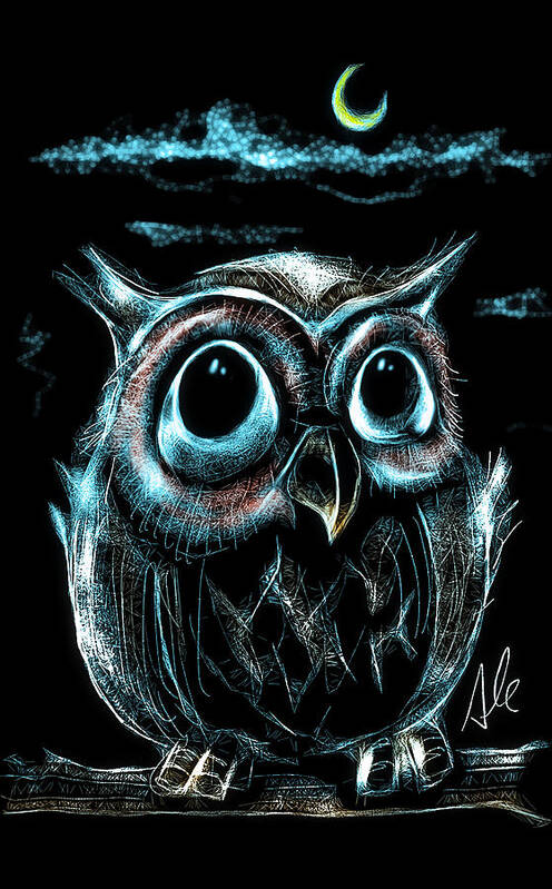 Owl Art Print featuring the drawing An owl friend by Alessandro Della Pietra