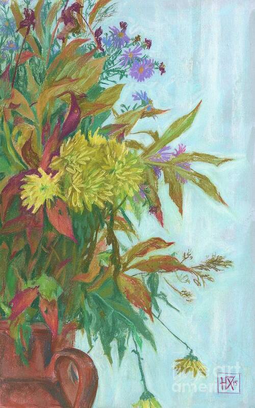 Chrysanthemum Art Print featuring the pastel Chrysanthemum, Autumn Bouquet by Julia Khoroshikh