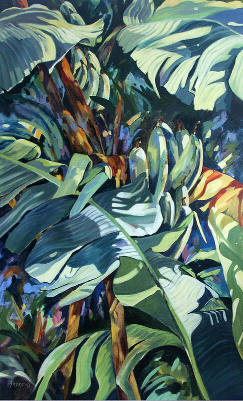 Leaves Art Print featuring the painting Banana Boat Serenade by Rae Andrews