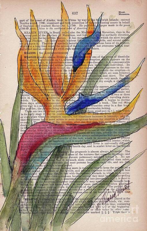 Floral Art Print featuring the painting Bird of Paradise I by Maria Hunt