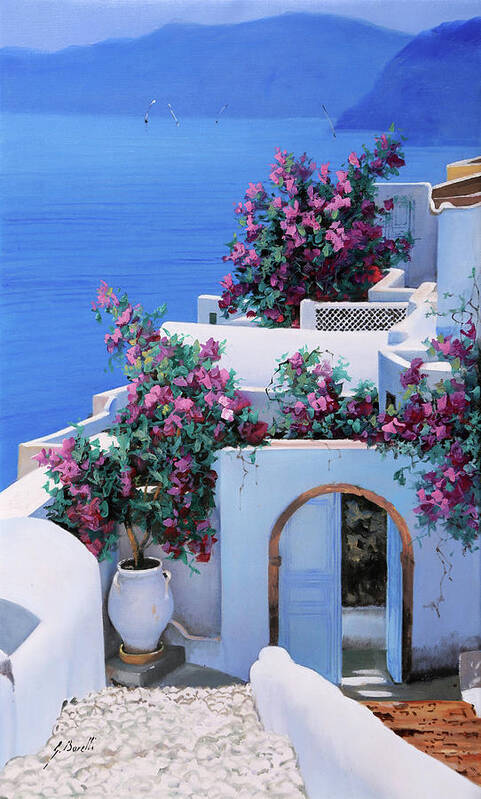 Greecescape Art Print featuring the painting Blu Di Grecia by Guido Borelli