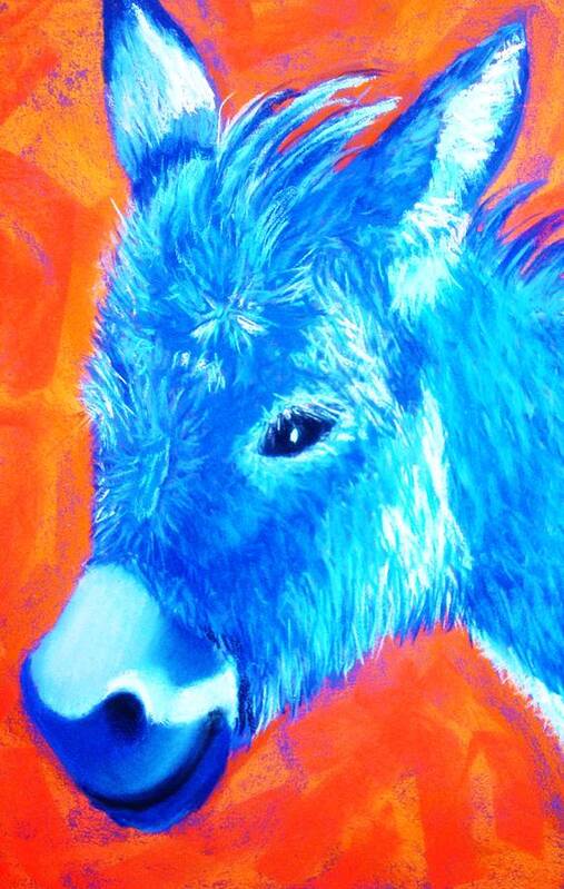 Burro Art Print featuring the painting Blue Burro by Melinda Etzold
