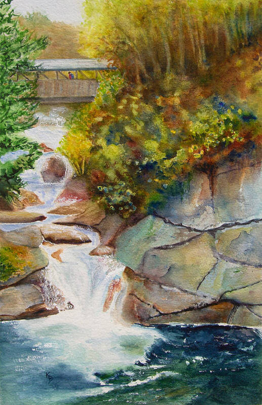 New England Art Print featuring the painting Bridge Over Traveled Water by Karen Fleschler