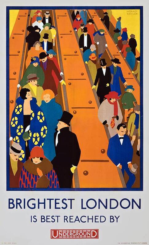 London Art Print featuring the painting Brightest London is best reached by Underground, subway poster, 1924 by Vincent Monozlay