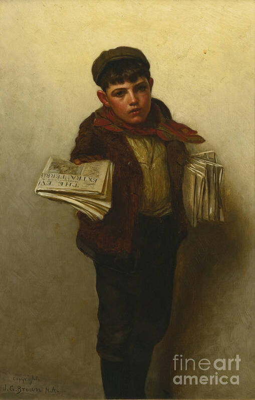 John George Brown 1831 - 1913 Ust Out Art Print featuring the painting Brown by MotionAge Designs