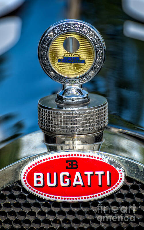 Bugatti Art Print featuring the photograph Bugatti Car Emblem by Adrian Evans