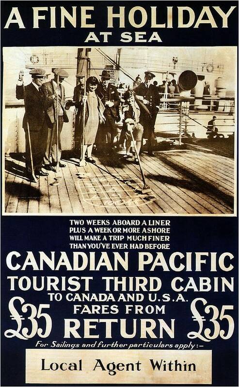 Canadian Pacific Art Print featuring the mixed media Canadian Pacific - A Fine Holiday at Sea - Retro travel Poster - Vintage Poster by Studio Grafiikka