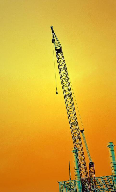 Crane Art Print featuring the photograph Crane with Towers by Michelle Calkins