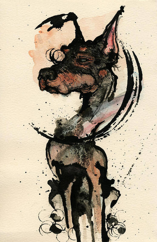 Dog Art Print featuring the painting Doberman by Mark M Mellon