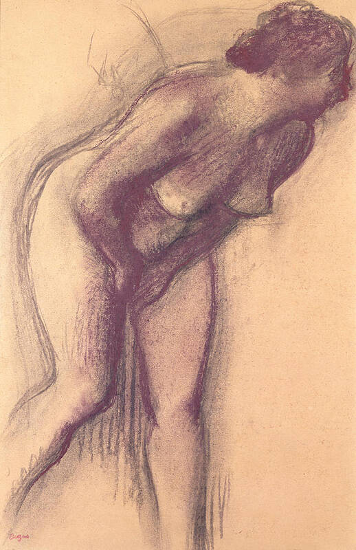 Female Standing Nude (charcoal And Pastel) By Edgar Degas (1834-1917) Art Print featuring the pastel Female Standing Nude by Edgar Degas