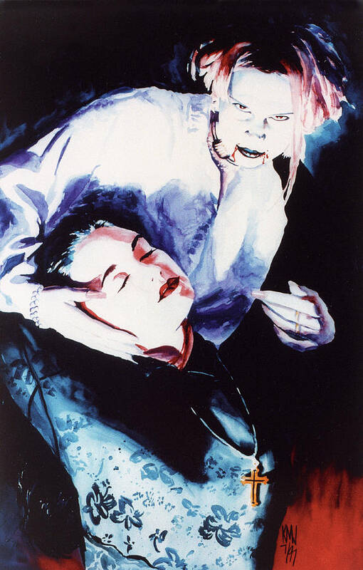 Vampires Art Print featuring the painting First Taste by Ken Meyer jr