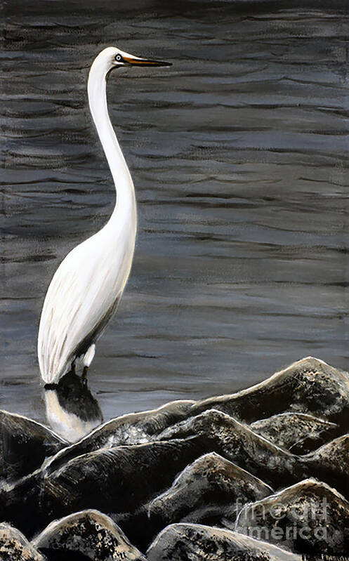 Egret Art Print featuring the painting Great Egret by Patrick Dablow