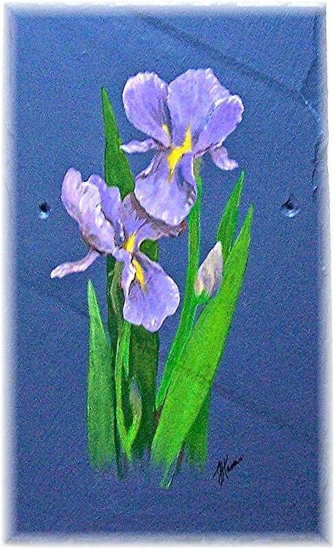 Acrylic-on-slate Art Print featuring the painting Irises by Jim Harris