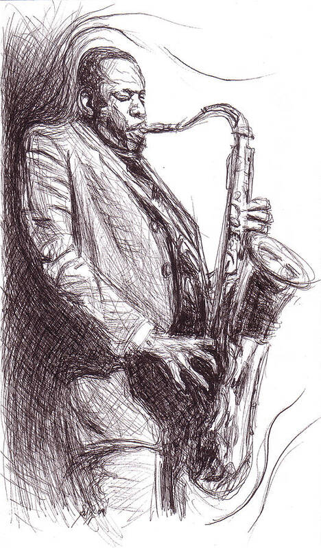 John Coltrane Art Print featuring the drawing John Coltrane 1 by Michael Morgan