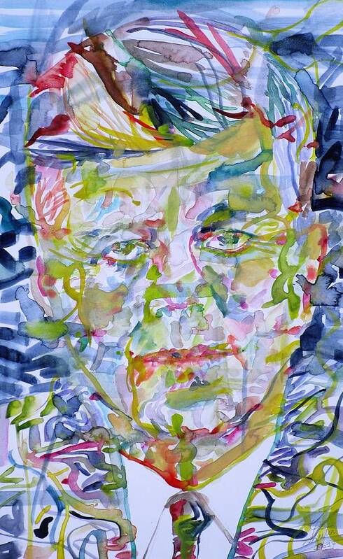 Kennedy Art Print featuring the painting JOHN F. KENNEDY - watercolor portrait.2 by Fabrizio Cassetta