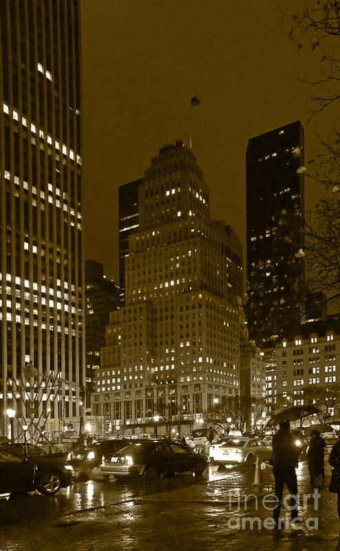 5th Ave. Lights Art Print featuring the photograph Lights of 5th Ave. by Elena Perelman