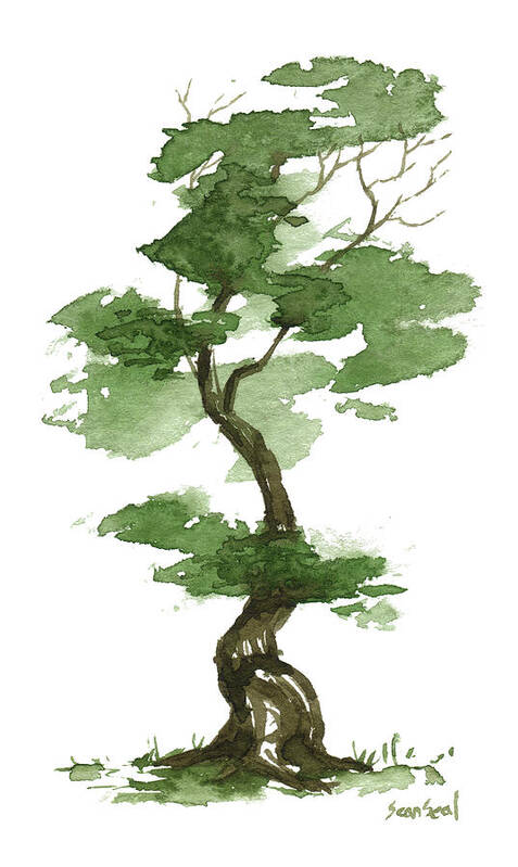 Zen Tree Art Print featuring the painting Little Zen Tree 208 by Sean Seal