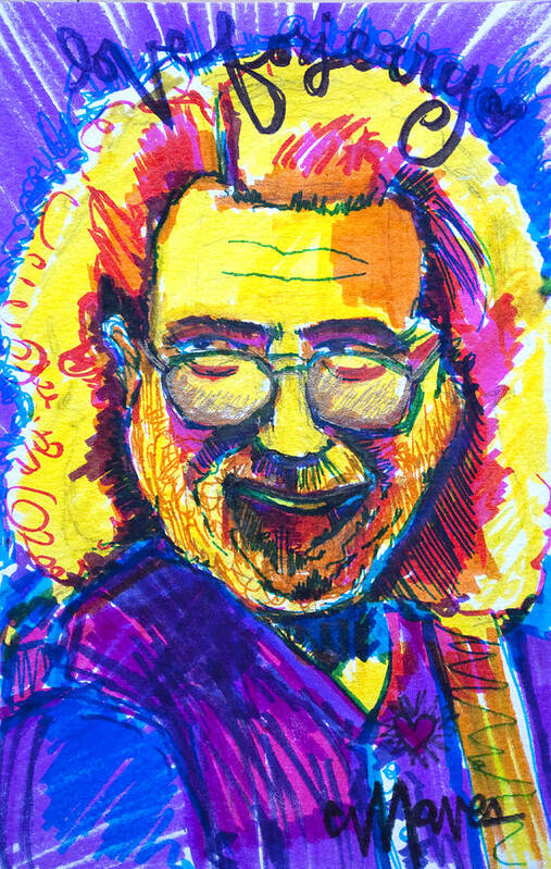 Jerry Garcia Portrait Art Print featuring the painting Love for Jerry by Laurie Maves ART