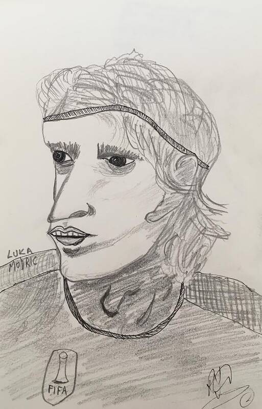 Drawing Art Print featuring the drawing Luka Modric by Roger Cummiskey