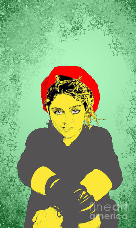 Madona Art Print featuring the digital art Madonna on green by Jason Tricktop Matthews