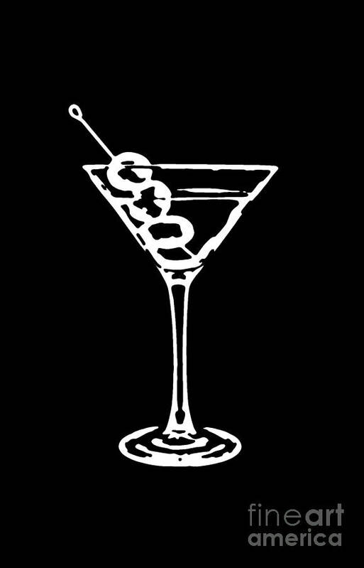 Martini Art Print featuring the digital art Martini Glass Tee White by Edward Fielding