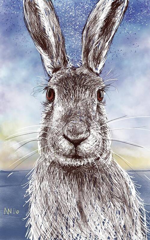 Bunny Art Print featuring the digital art Mr. Rabbit by AnneMarie Welsh