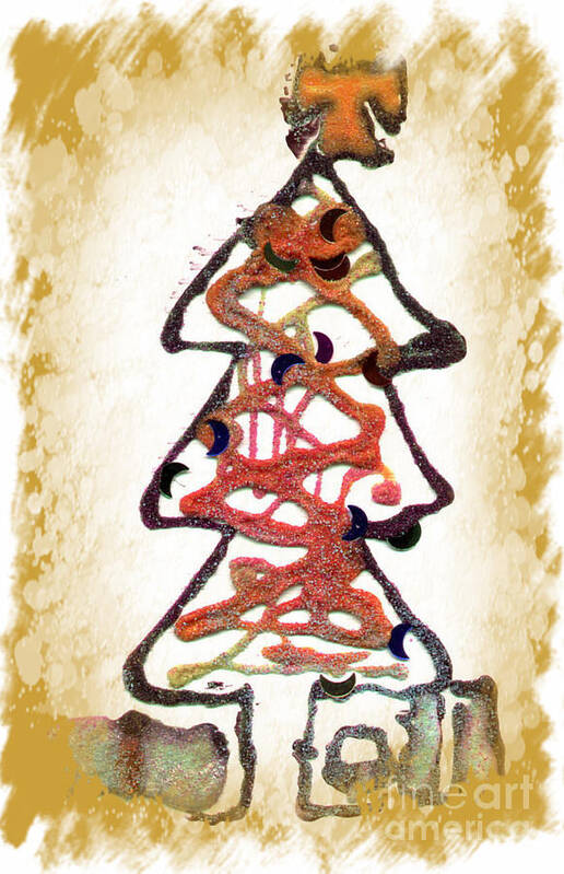 Christmas Tree Art Print featuring the mixed media My Christmas Tree by Angela L Walker