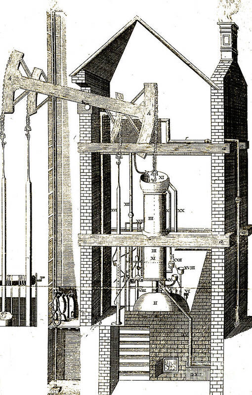 Science Art Print featuring the photograph Newcomen Steam Engine, Engraving, C by Wellcome Images