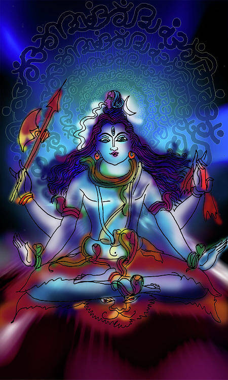Shiva Art Print featuring the painting Nirvikalp Samadhi Kapali Shiva by Guruji Aruneshvar Paris Art Curator Katrin Suter