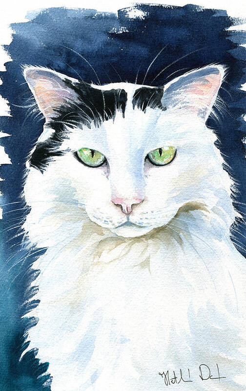 Cat Art Print featuring the painting Noel Cat Painting by Dora Hathazi Mendes