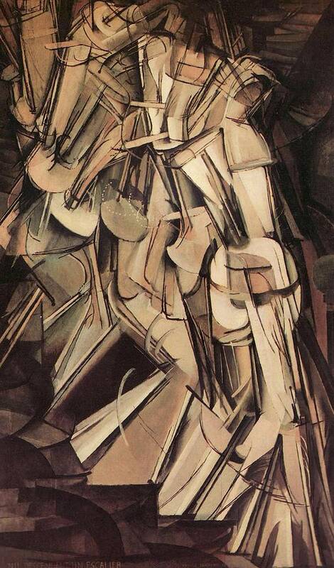 Nude Art Print featuring the painting Nude Descending a Staircase Number Two by Marcel Duchamp