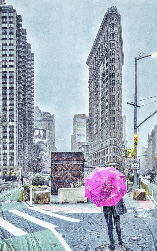 Ny Art Print featuring the photograph NYC Snowy Scene by Framing Places