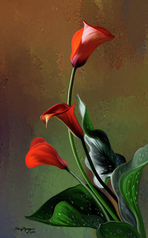 Calla Lily Art Print featuring the digital art Orange Calla lily by Thanh Thuy Nguyen
