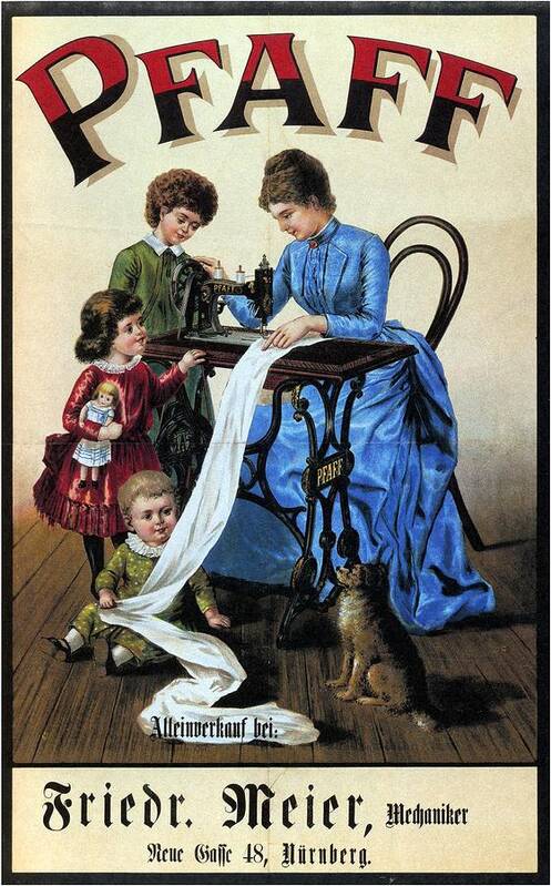 Vintage Art Print featuring the mixed media Pfaff - Sewing Machine - Vintage Advertising Poster by Studio Grafiikka