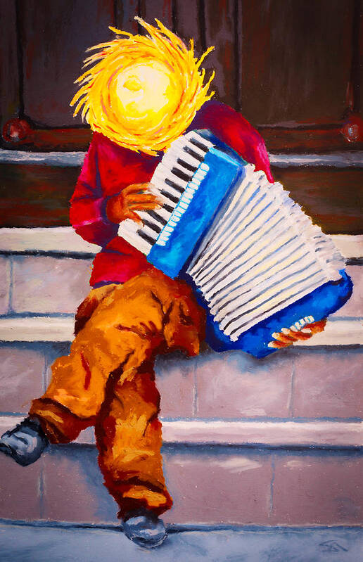 Music Art Print featuring the painting Playin' For Free by Stephen Anderson