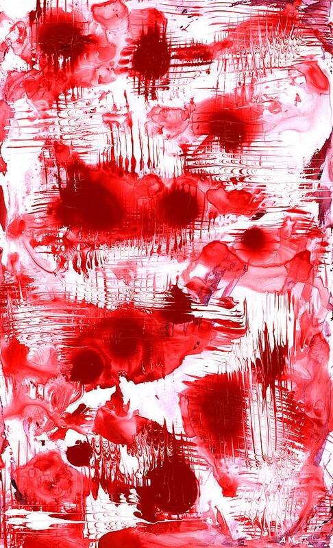 Abstract Art Print featuring the painting Red and White by Anastasiya Malakhova