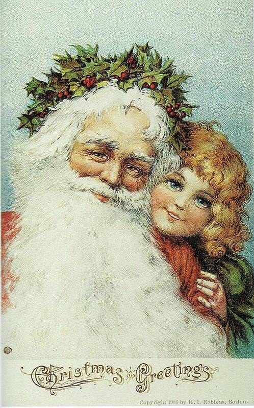 Frances Brundage Art Print featuring the painting Santa and his Little Admirer by Reynold Jay