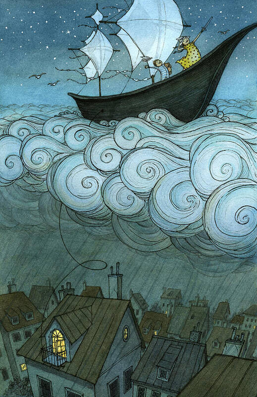  Art Print featuring the drawing Sky Sailing by Eliza Wheeler