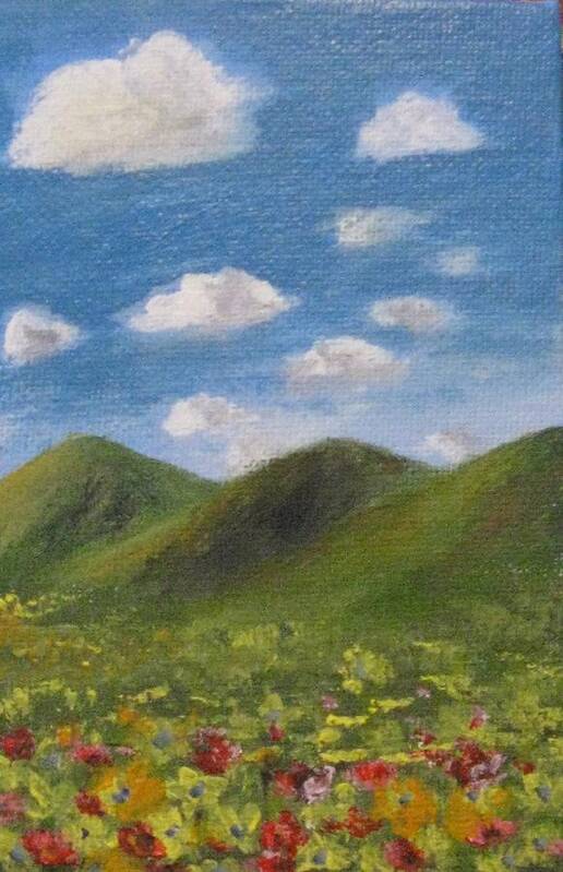 Mountains Art Print featuring the painting Spring 2009 by Trilby Cole