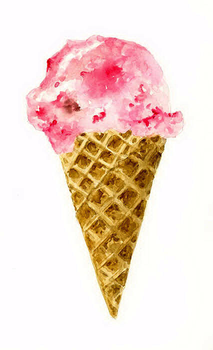Food Art Print featuring the painting Strawberry Ice Cream Cone by Michael Vigliotti
