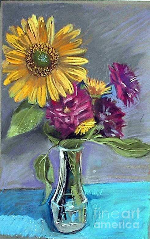 Sunflower Art Print featuring the pastel Summer Memories by Deb Putnam