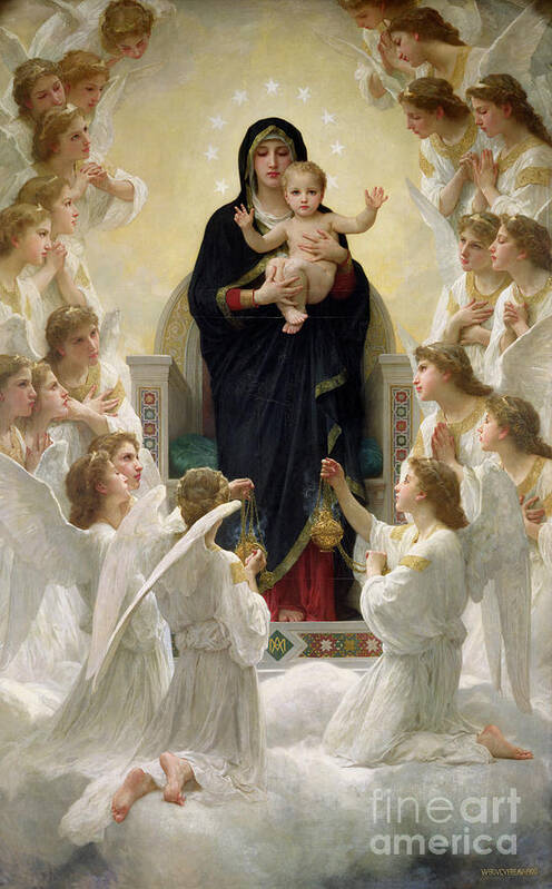 The Art Print featuring the painting The Virgin with Angels by William-Adolphe Bouguereau
