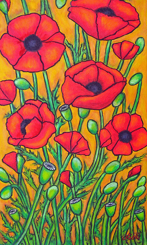 Poppies Art Print featuring the painting Tuscan Poppies - Crop 2 by Lisa Lorenz