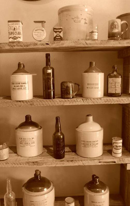 Sepia Photographs Art Print featuring the photograph Vintage Jugs by Dennis Hammer