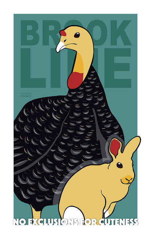 Brookline Turkeys Art Print featuring the digital art We Are All Cute by Caroline Barnes