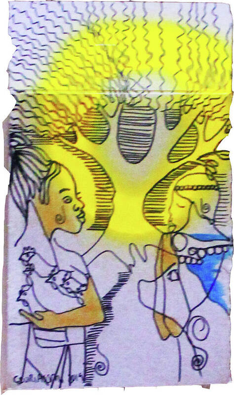 Jesus Art Print featuring the painting Kintu and Nambi Kintus Tasks #108 by Gloria Ssali